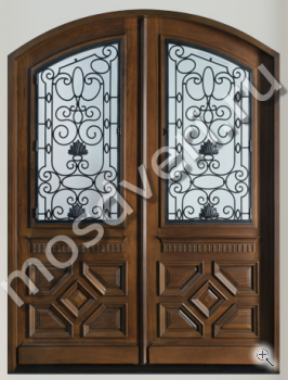 Арочная входная дверь с ковкой и стеклом ВДА-72 - купить от производителя Мосдвери Арочная входная дверь с ковкой и стеклом ВДА-72